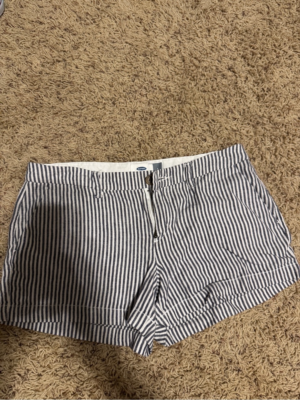 Old Navy Navy and White Striped Bermuda Shorts